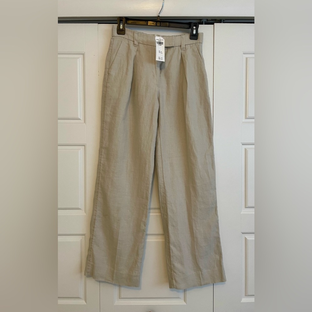 Abercrombie Linen-Blend Tailored Wide Leg Pant